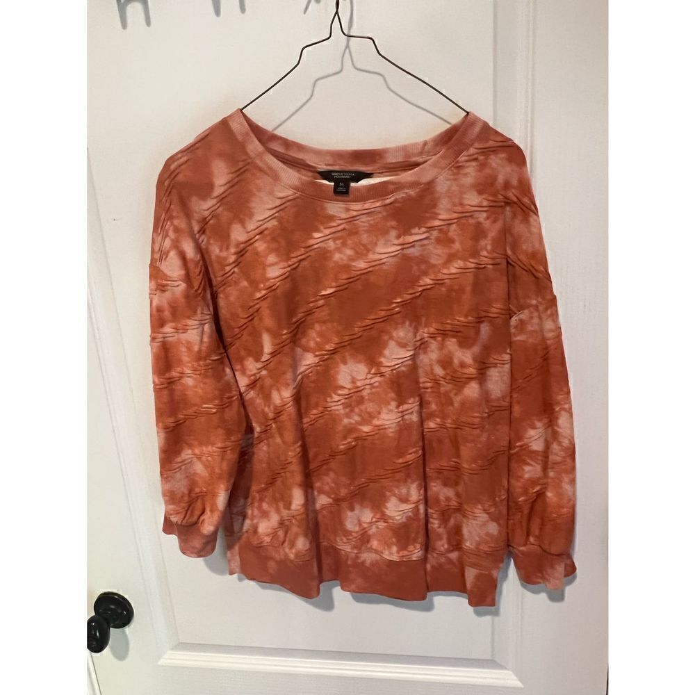 Simply Vera Vera Wang Orange tie dye 3/4 sleeve sweatshirt